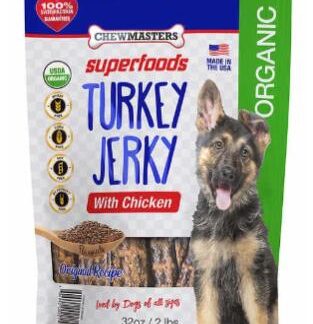 Chewmasters organic turkey jerky with superfoods